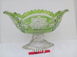 Grande coupe forme navette 2 tons cristal taillé Val saint Lambert Saint Louis