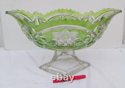 Grande coupe forme navette 2 tons cristal taillé Val saint Lambert Saint Louis