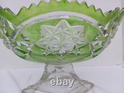 Grande coupe forme navette 2 tons cristal taillé Val saint Lambert Saint Louis