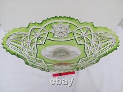 Grande coupe forme navette 2 tons cristal taillé Val saint Lambert Saint Louis