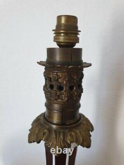 Grande lampe à pétrole en cristal Overlay antique victorien Saint Louis 1890