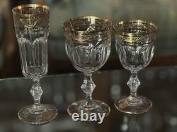 # Harcourt Baccarat # Saint Louis 18 Verres Cristal Venise 1970 Gravés Or