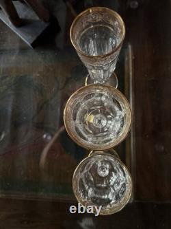 # Harcourt Baccarat # Saint Louis 18 Verres Cristal Venise 1970 Gravés Or
