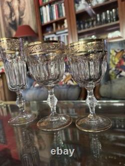 # Harcourt Baccarat # Saint Louis 18 Verres Cristal Venise 1970 Gravés Or