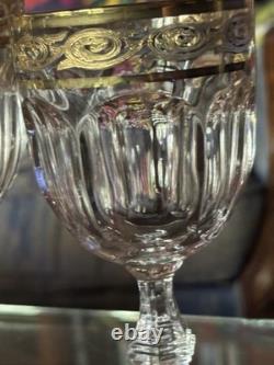 # Harcourt Baccarat # Saint Louis 18 Verres Cristal Venise 1970 Gravés Or