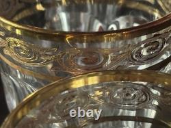 # Harcourt Baccarat # Saint Louis 18 Verres Cristal Venise 1970 Gravés Or