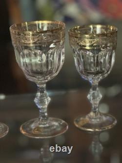 # Harcourt Baccarat # Saint Louis 18 Verres Cristal Venise 1970 Gravés Or