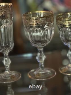 # Harcourt Baccarat # Saint Louis 18 Verres Cristal Venise 1970 Gravés Or