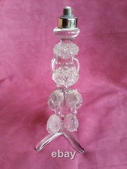 Joli pied de lampe de chevet forme caniche en cristal Baccarat Saint Louis Daum