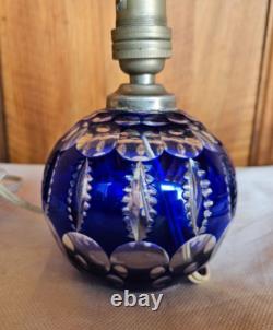 Lampe Boule En Cristal Taille De Couleur Bleue Cobalt Saint Louis Baccarat