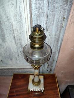 Lampe à pétrole colonne corinthienne cristal baccarat saint louis Napoleon III