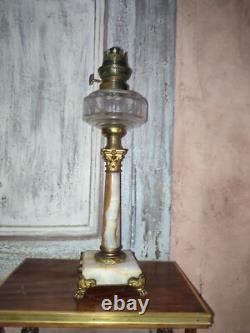 Lampe à pétrole colonne corinthienne cristal baccarat saint louis Napoleon III