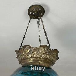 Lanterne de vestibule en cristal bleu style Saint Louis Baccarat