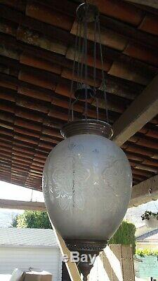 Lanterne suspension photophore En Cristal verre Baccarat St LOUIS art nouveau