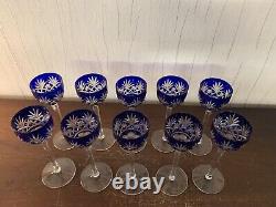 Lot 10 verres overlay liqueur Massenet cristal Saint Louis (prix des10)