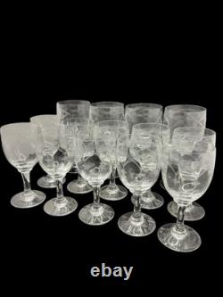 Lot 14 Verres Cristal BACCARAT SAINT LOUIS Ancien Vintage France À Pied Gravé