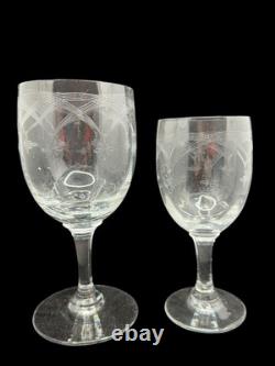 Lot 14 Verres Cristal BACCARAT SAINT LOUIS Ancien Vintage France À Pied Gravé
