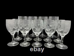 Lot 14 Verres Cristal BACCARAT SAINT LOUIS Ancien Vintage France À Pied Gravé