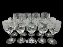 Lot 14 Verres Cristal BACCARAT SAINT LOUIS Ancien Vintage France À Pied Gravé