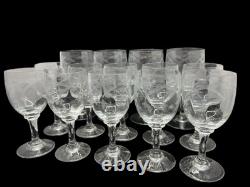 Lot 14 Verres Cristal BACCARAT SAINT LOUIS Ancien Vintage France À Pied Gravé