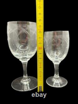 Lot 14 Verres Cristal BACCARAT SAINT LOUIS Ancien Vintage France À Pied Gravé