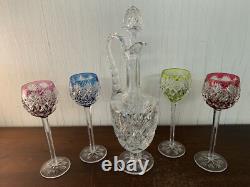 Lot 4 verres et 1 aiguière modèle Florence cristal Saint Louis (prix du lot)