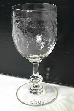 Lot 5 verres à vin SAINT-LOUIS XIXème Cristal Gravé Fleuri Aster