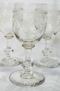 Lot 5 verres à vin SAINT-LOUIS XIXème Cristal Gravé Fleuri Aster