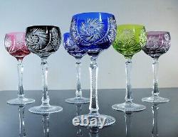 Lot 6 Grand Verres A Vin En Cristal Double Couleur Taille Bohème St Louis 1946