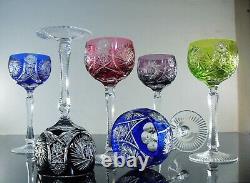Lot 6 Grand Verres A Vin En Cristal Double Couleur Taille Bohème St Louis 1946