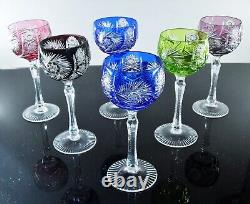 Lot 6 Grand Verres A Vin En Cristal Double Couleur Taille Bohème St Louis 1946
