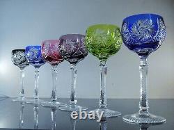 Lot 6 Grand Verres A Vin En Cristal Double Couleur Taille Bohème St Louis 1946