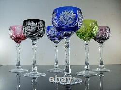 Lot 6 Grand Verres A Vin En Cristal Double Couleur Taille Bohème St Louis 1946