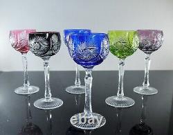 Lot 6 Grand Verres A Vin En Cristal Double Couleur Taille Bohème St Louis 1946
