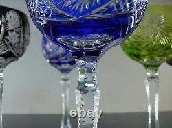 Lot 6 Grand Verres A Vin En Cristal Double Couleur Taille Bohème St Louis 1946