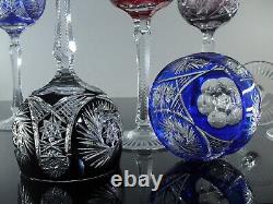 Lot 6 Grand Verres A Vin En Cristal Double Couleur Taille Bohème St Louis 1946