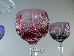 Lot 6 Grand Verres A Vin En Cristal Double Couleur Taille Bohème St Louis 1946