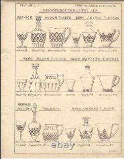 Lot 6 verres à vin en cristal à côtes plates SAINT-LOUIS Proche TALLEYRAND 8.5