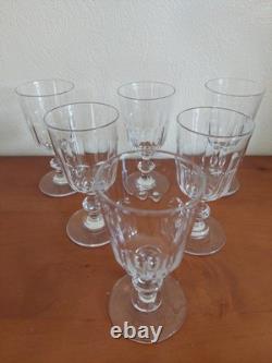 Lot De 6 Verres Cristal Baccarat, Saint Louis Modèle Caton, H 12 cm Vin Cuit