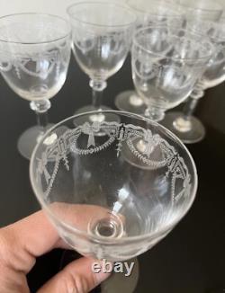 Lot De 7 Verres A Vin Rouge En Cristal De Saint Louis Modèle Millet