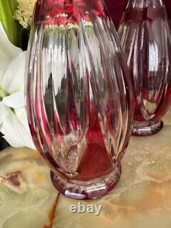Lot de 2 carafes Cristal Saint Louis rouges très bon état années 30