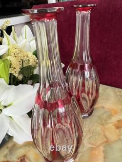 Lot de 2 carafes Cristal Saint Louis rouges très bon état années 30