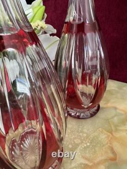 Lot de 2 carafes Cristal Saint Louis rouges très bon état années 30