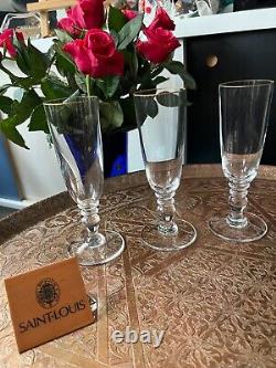 Lot de 3 flûtes à champagne Cristal Saint Louis Manet filet or