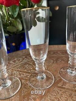 Lot de 3 flûtes à champagne Cristal Saint Louis Manet filet or