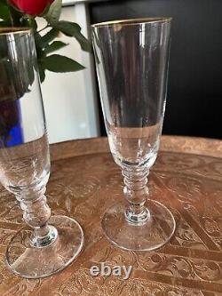 Lot de 3 flûtes à champagne Cristal Saint Louis Manet filet or