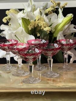 Lot de 6 coupes à champagne Cristal Saint Louis rouges très bon état années 30
