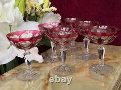 Lot de 6 coupes à champagne Cristal Saint Louis rouges très bon état années 30