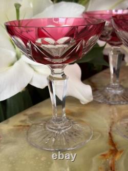 Lot de 6 coupes à champagne Cristal Saint Louis rouges très bon état années 30