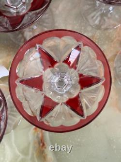 Lot de 6 coupes à champagne Cristal Saint Louis rouges très bon état années 30